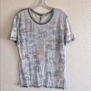 Free People Gray and Pink Short Sleeve Tee
